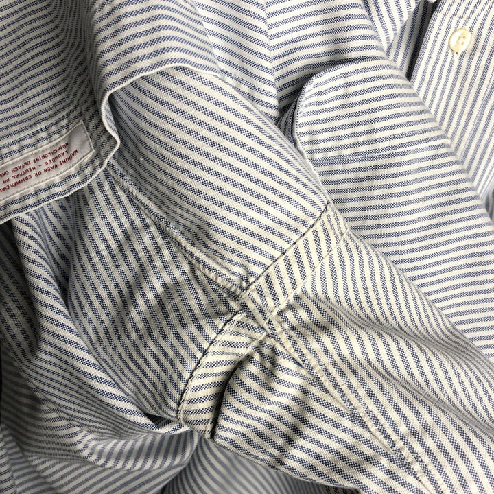 Brooks Brothers Est.1818 Long Sleeve Button-Down Striped Shirt Made in USA Men's XL Supima Cotton navy blue type Vintage Second Hand