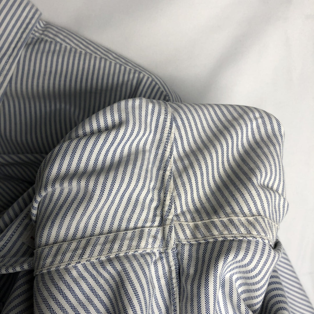 Brooks Brothers Est.1818 Long Sleeve Button-Down Striped Shirt Made in USA Men's XL Supima Cotton navy blue type Vintage Second Hand