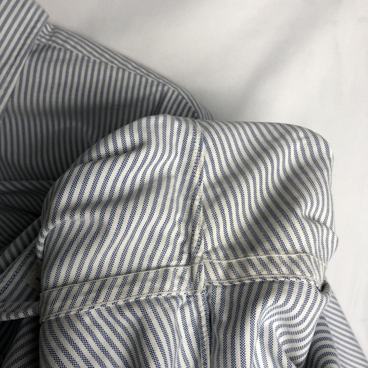 Brooks Brothers Est.1818 Long Sleeve Button-Down Striped Shirt Made in USA Men's XL Supima Cotton navy blue type Vintage Second Hand