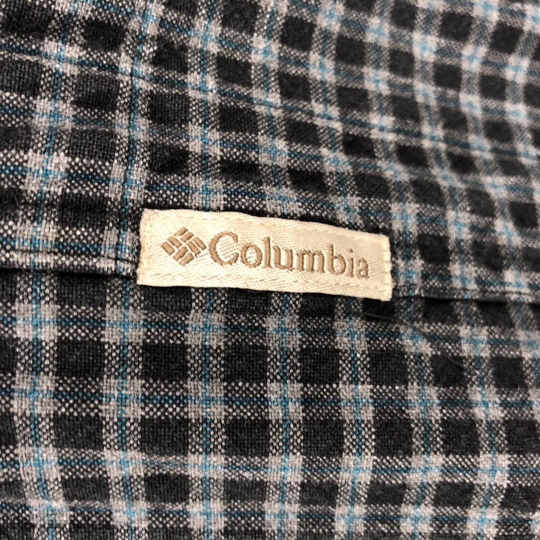 90s-00'S Vintage Columbia Long Sleeve Button-Down Check Shirt, Men's Size L cotton black type Vintage Second Hand