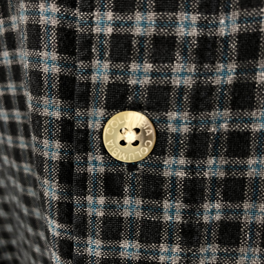 90s-00'S Vintage Columbia Long Sleeve Button-Down Check Shirt, Men's Size L cotton black type Vintage Second Hand