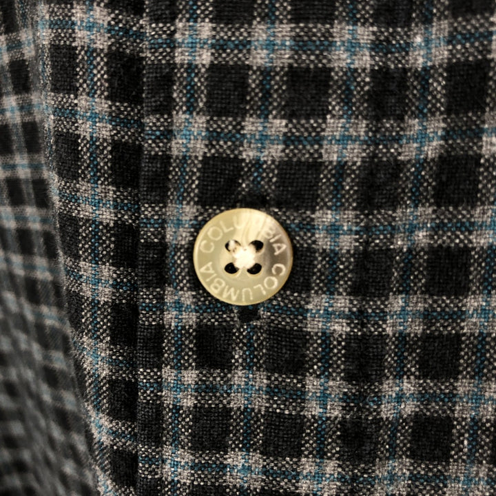 90s-00'S Vintage Columbia Long Sleeve Button-Down Check Shirt, Men's Size L cotton black type Vintage Second Hand