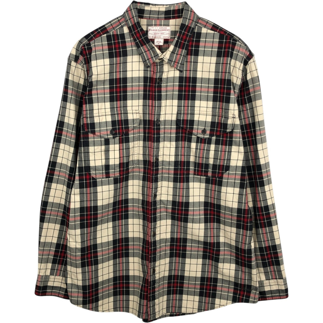 Filson Check Pattern Long-Sleeve Shirt, Men's Size XL (approx.) unclear black type Vintage Second Hand