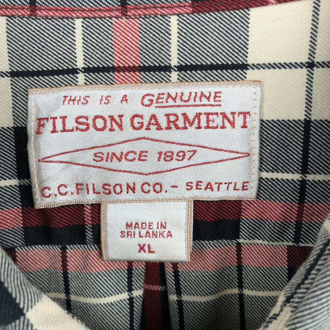 Filson Check Pattern Long-Sleeve Shirt, Men's Size XL (approx.) unclear black type Vintage Second Hand