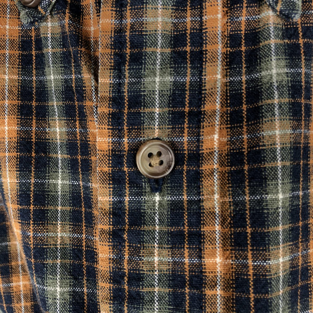 Eddie Bauer Long Sleeve Button-Down Check Shirt, Men's Size L cotton navy blue type Vintage Second Hand