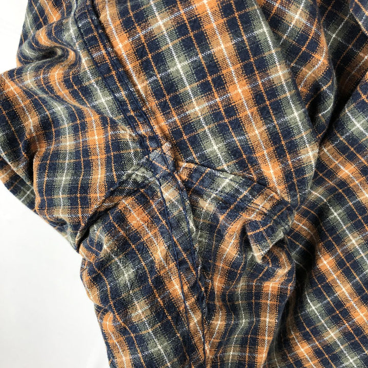 Eddie Bauer Long Sleeve Button-Down Check Shirt, Men's Size L cotton navy blue type Vintage Second Hand