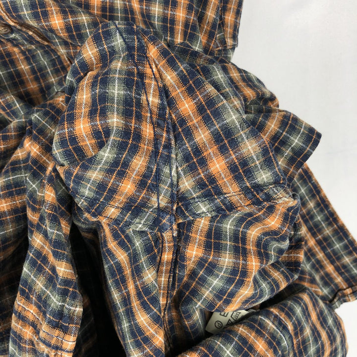 Eddie Bauer Long Sleeve Button-Down Check Shirt, Men's Size L cotton navy blue type Vintage Second Hand