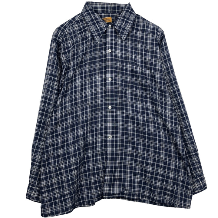 70'S Arrow Weekenders Check Pattern Long-Sleeve Shirt, Boxy Shirt, Men's XL Equivalent, Vintage unclear navy blue type Vintage Second Hand