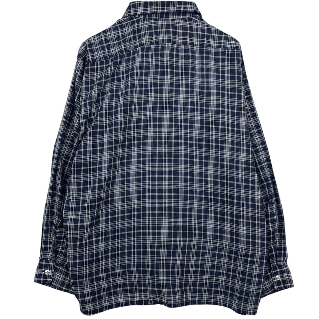 70'S Arrow Weekenders Check Pattern Long-Sleeve Shirt, Boxy Shirt, Men's XL Equivalent, Vintage unclear navy blue type Vintage Second Hand