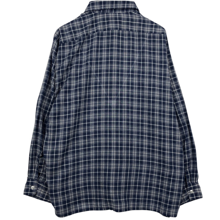 70'S Arrow Weekenders Check Pattern Long-Sleeve Shirt, Boxy Shirt, Men's XL Equivalent, Vintage unclear navy blue type Vintage Second Hand