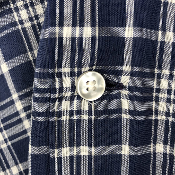 70'S Arrow Weekenders Check Pattern Long-Sleeve Shirt, Boxy Shirt, Men's XL Equivalent, Vintage unclear navy blue type Vintage Second Hand