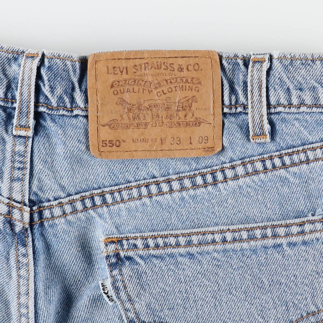 1990'S Levi's 550 Relaxed Fit 34550-1714 Denim Shorts, Men's W32 (approx.), Vintage cotton Blue type light blue Vintage Second Hand