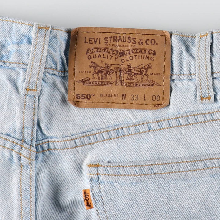 90'S Levi's 550 Relaxed Fit 34550-1734 Orange Tab Denim Shorts (Men's W32 equivalent) cotton Blue type light blue Vintage Second Hand