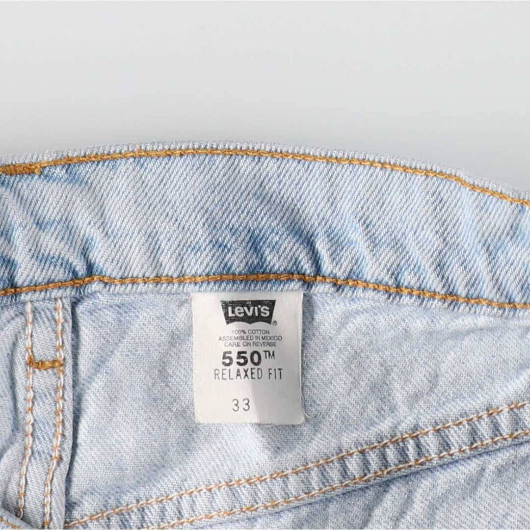 90'S Levi's 550 Relaxed Fit 34550-1734 Orange Tab Denim Shorts (Men's W32 equivalent) cotton Blue type light blue Vintage Second Hand