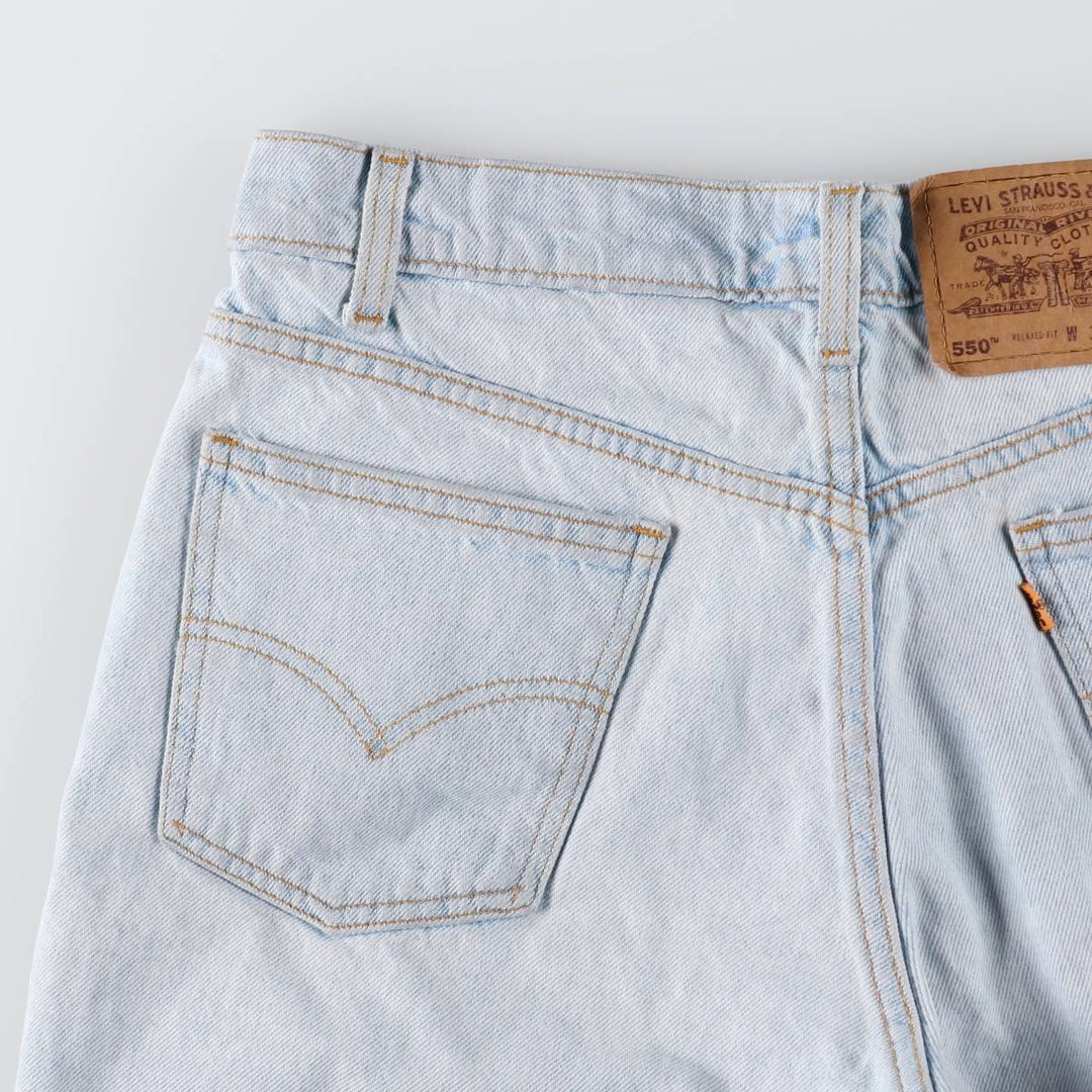 90'S Levi's 550 Relaxed Fit 34550-1734 Orange Tab Denim Shorts (Men's W32 equivalent) cotton Blue type light blue Vintage Second Hand