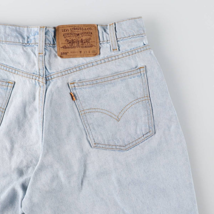 90'S Levi's 550 Relaxed Fit 34550-1734 Orange Tab Denim Shorts (Men's W32 equivalent) cotton Blue type light blue Vintage Second Hand