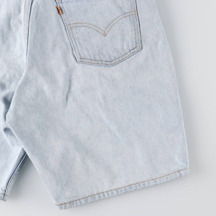 90'S Levi's 550 Relaxed Fit 34550-1734 Orange Tab Denim Shorts (Men's W32 equivalent) cotton Blue type light blue Vintage Second Hand