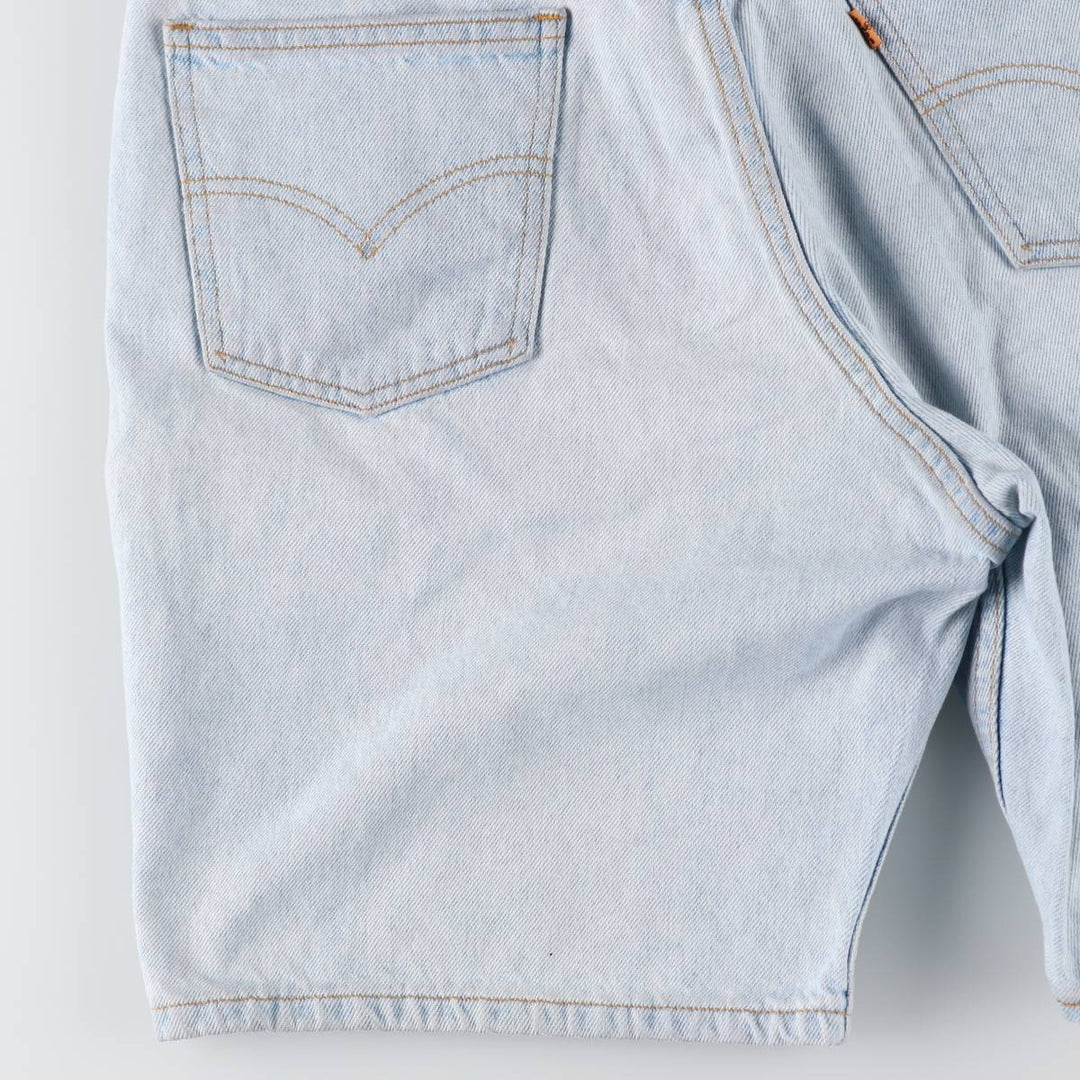 90'S Levi's 550 Relaxed Fit 34550-1734 Orange Tab Denim Shorts (Men's W32 equivalent) cotton Blue type light blue Vintage Second Hand