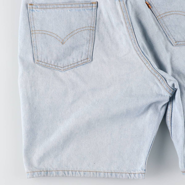 90'S Levi's 550 Relaxed Fit 34550-1734 Orange Tab Denim Shorts (Men's W32 equivalent) cotton Blue type light blue Vintage Second Hand