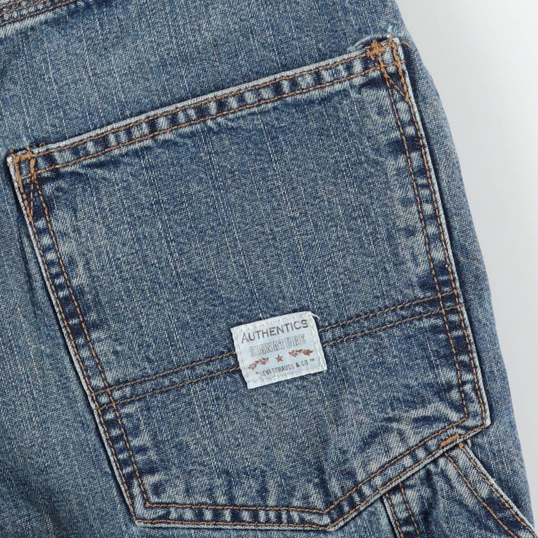 Levi's Signature by Levi Strauss & Co. CARPENTER Denim Painter Shorts (Men's W32 equivalent) cotton Blue type light blue Vintage Second Hand