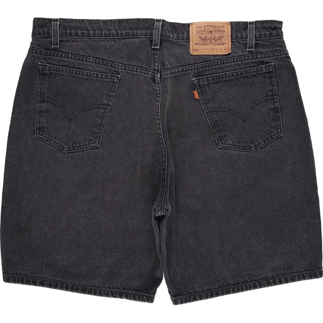 Big Size 90'S Levi's 550 Orange Tab Black Denim Shorts Men's W41 (approx.) Vintage cotton black type Vintage Second Hand