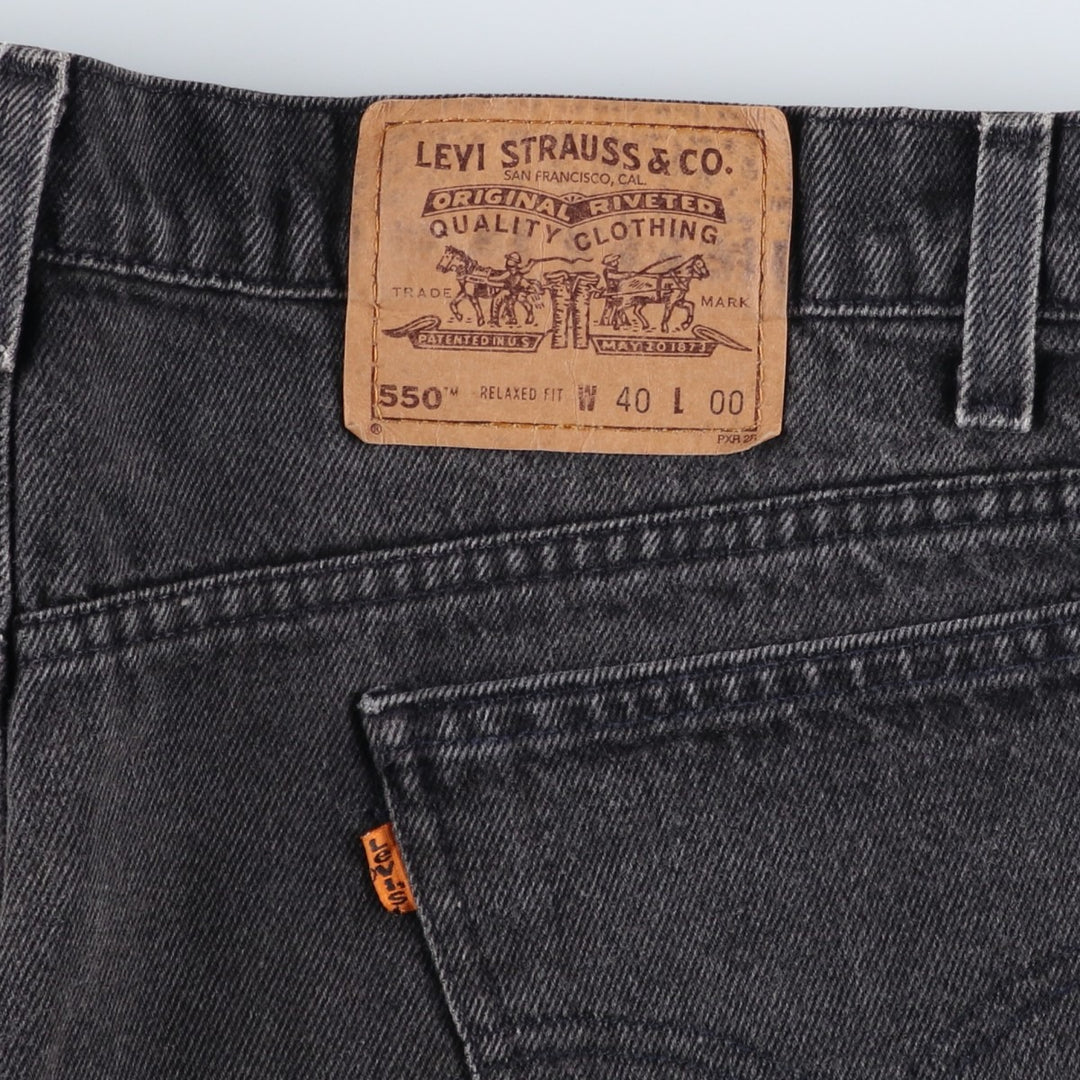 Big Size 90'S Levi's 550 Orange Tab Black Denim Shorts Men's W41 (approx.) Vintage cotton black type Vintage Second Hand