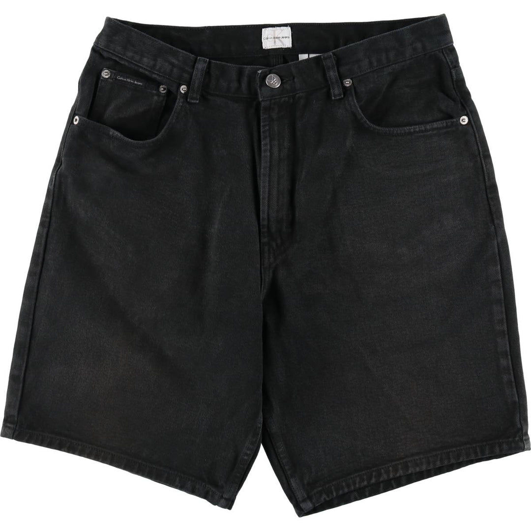90s-00'S Calvin Klein Jeans Black Denim Shorts, Men's Size W32 (approx.), Vintage cotton black type Vintage Second Hand