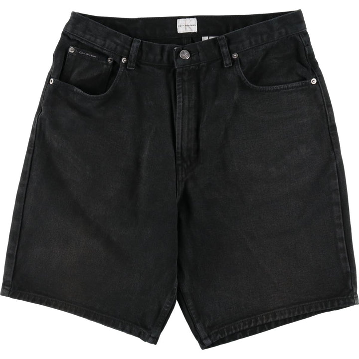90s-00'S Calvin Klein Jeans Black Denim Shorts, Men's Size W32 (approx.), Vintage cotton black type Vintage Second Hand