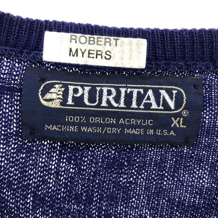 80'S PURITAN V-neck cotton knit vest made in USA, men's XL size, vintage /eaa478530