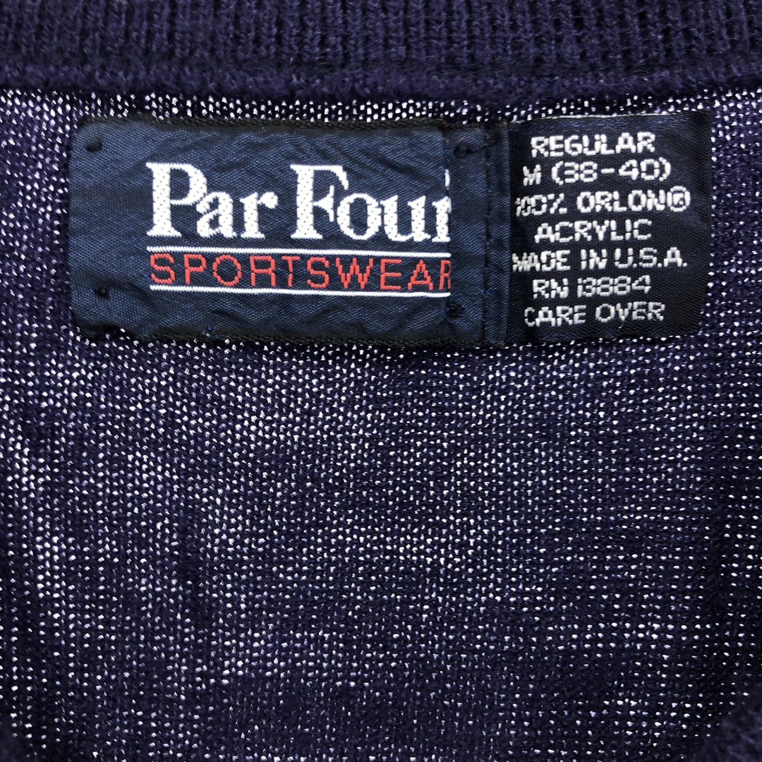 PAR FOUR SPORTSWEAR V-neck acrylic knit vest made in USA, men's size M /eaa478531