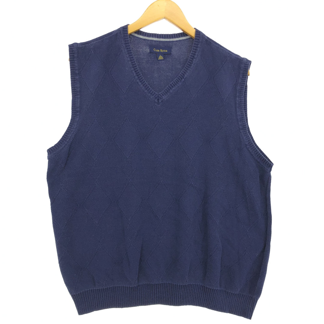 CLUB ROOM V-neck cotton knit vest, men's size L /eaa478534