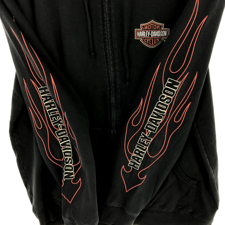 Harley-Davidson Fire Pattern Back Print Sweat Full Zip Hoodie Men's L / eaa478596