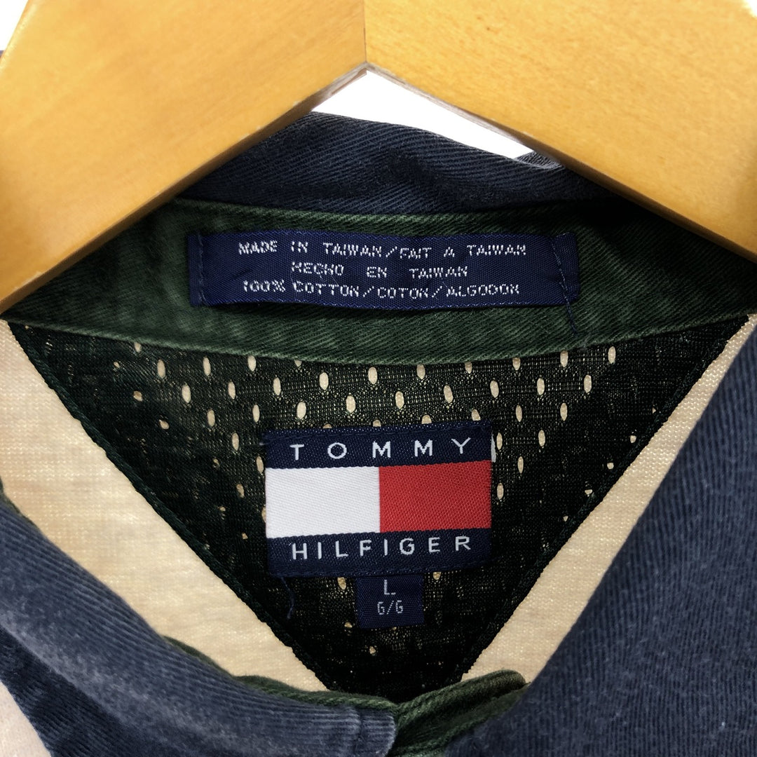 Vintage 1990'S Tommy Hilfiger Athletics long-sleeved polo shirt, size L, men's cotton Beige type Vintage Second Hand