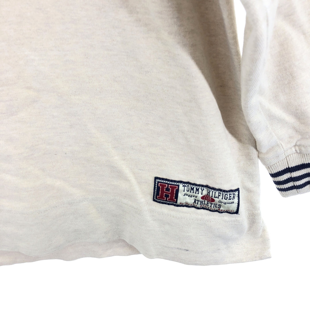 Vintage 1990'S Tommy Hilfiger Athletics long-sleeved polo shirt, size L, men's cotton Beige type Vintage Second Hand
