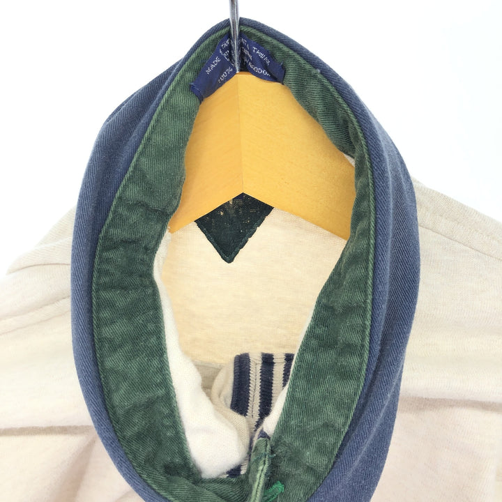 Vintage 1990'S Tommy Hilfiger Athletics long-sleeved polo shirt, size L, men's cotton Beige type Vintage Second Hand