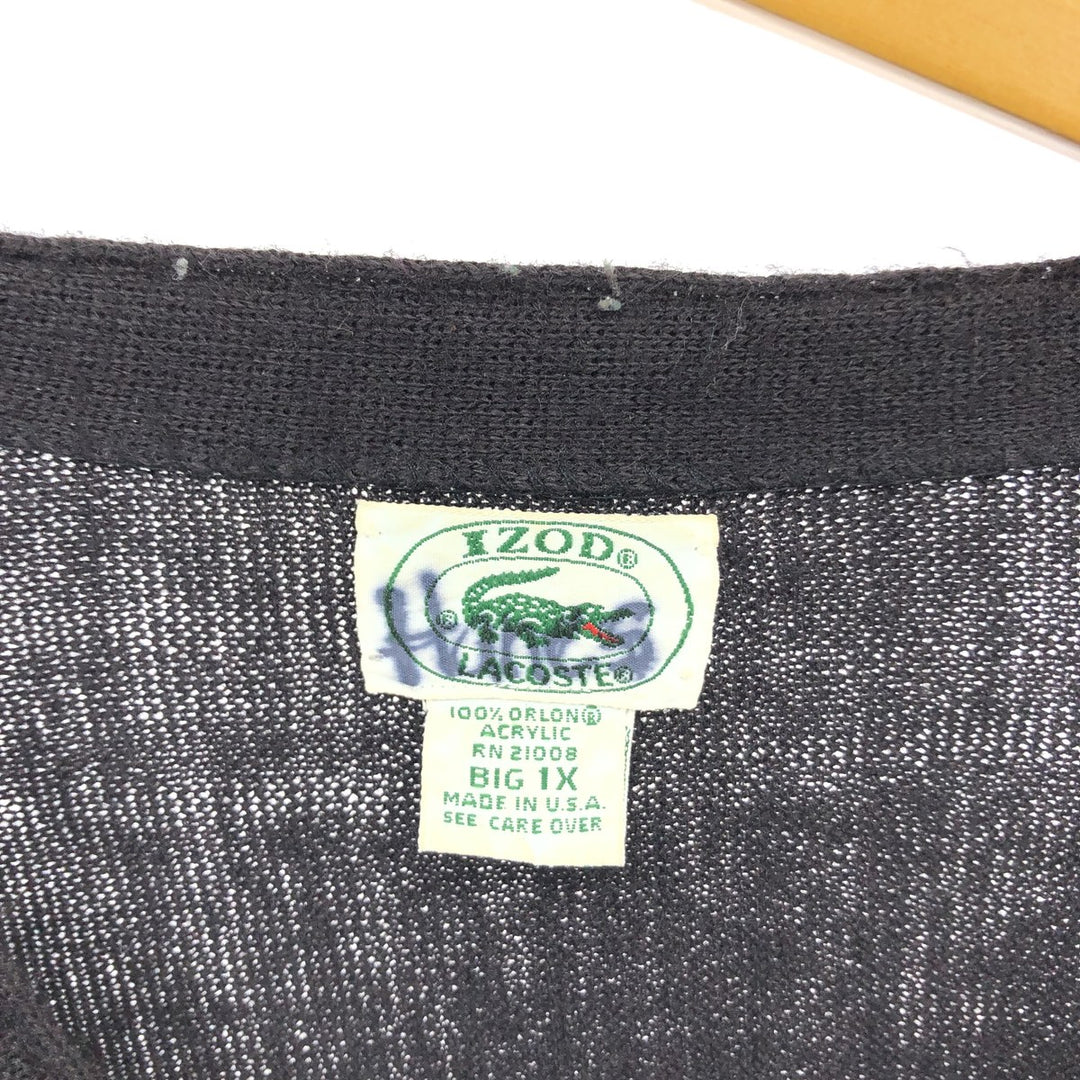 80s-90'S Lacoste IZOD Acrylic Knit Cardigan Made in USA BIG 1X Men's L equivalent Vintage /eaa478604