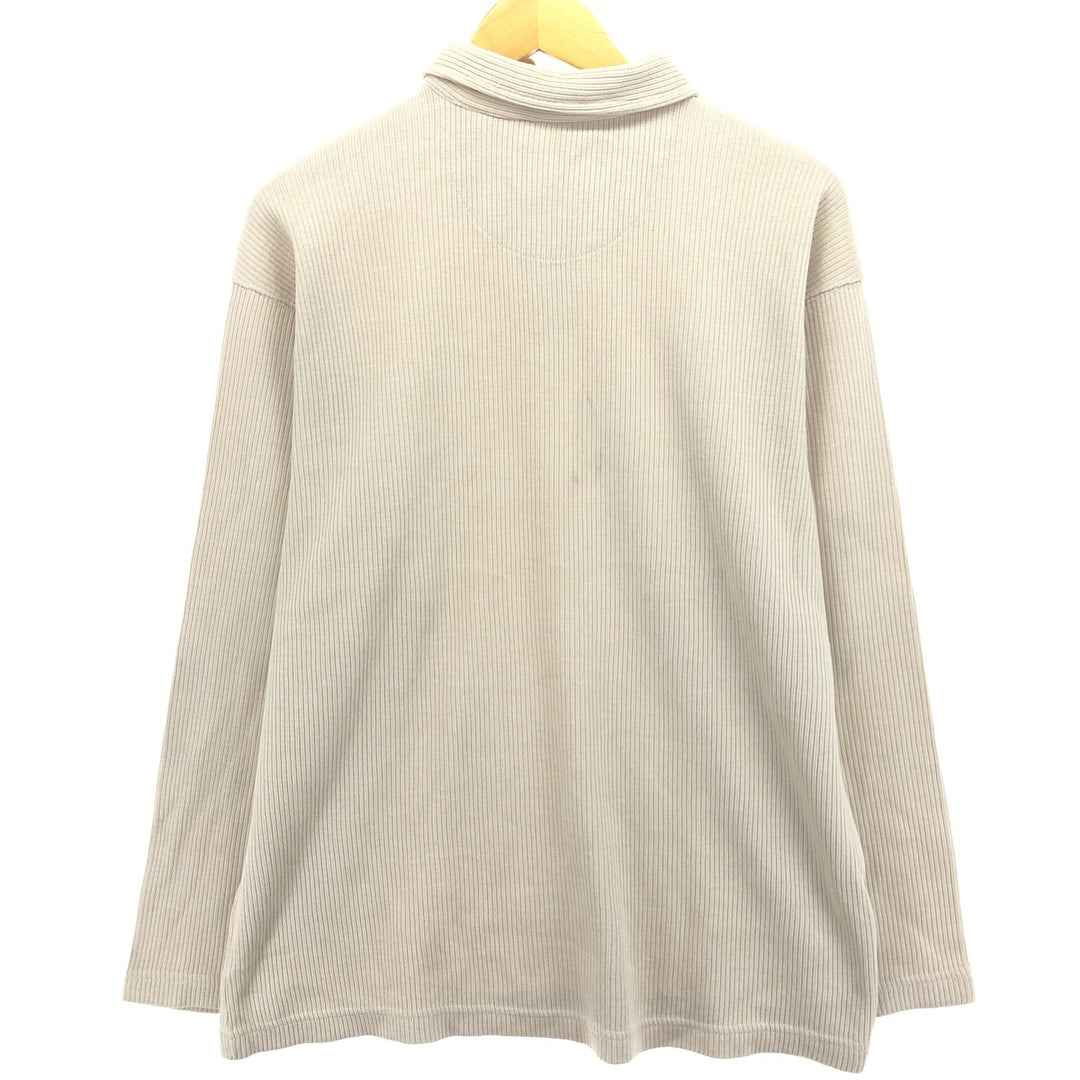 JOHN ASHFORD ADVENTURE Ribbed Polo Knit Sweater, Men's Size L cotton beige type brown Vintage Second Hand