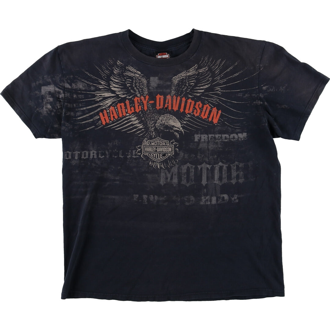 00'S Harley-Davidson Eagle Pattern Large Print Motorcycle Bike T-Shirt Men's XL /eaa478631