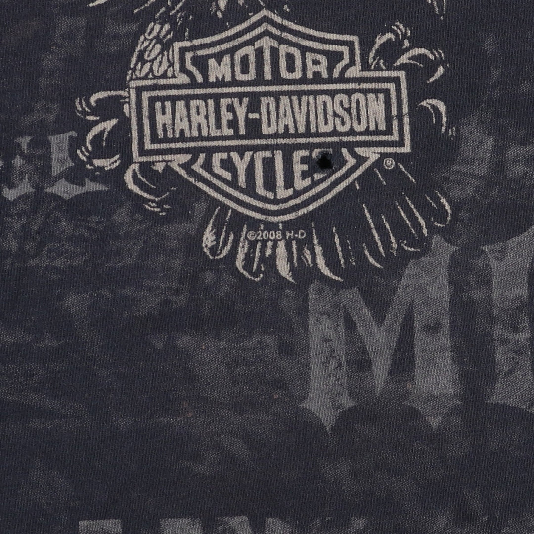 00'S Harley-Davidson Eagle Pattern Large Print Motorcycle Bike T-Shirt Men's XL /eaa478631