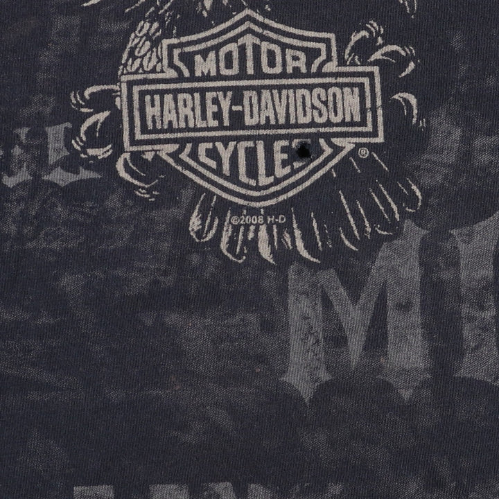 00'S Harley-Davidson Eagle Pattern Large Print Motorcycle Bike T-Shirt Men's XL /eaa478631