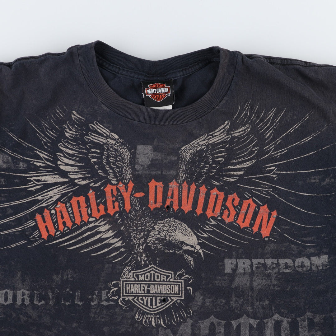 00'S Harley-Davidson Eagle Pattern Large Print Motorcycle Bike T-Shirt Men's XL /eaa478631