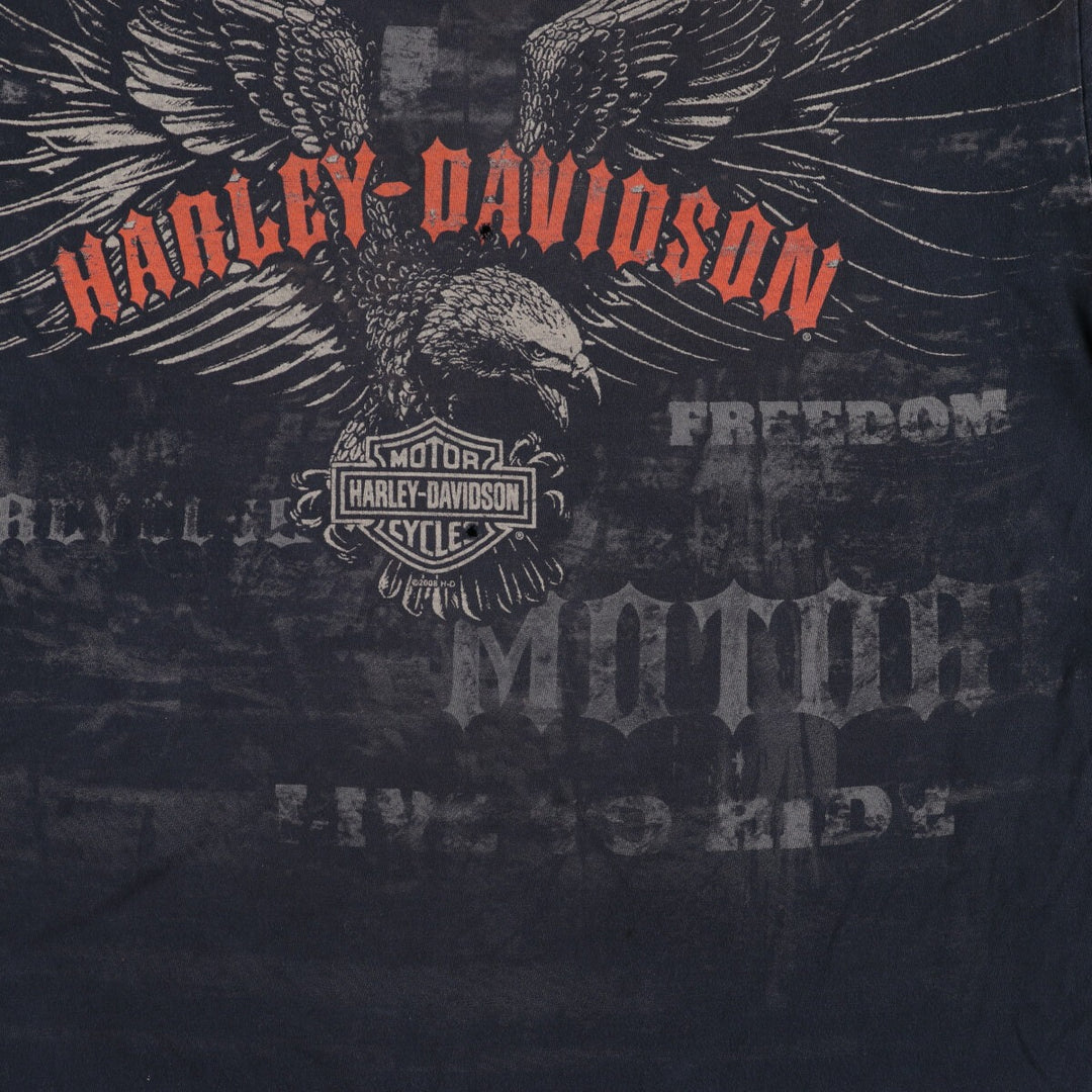 00'S Harley-Davidson Eagle Pattern Large Print Motorcycle Bike T-Shirt Men's XL /eaa478631