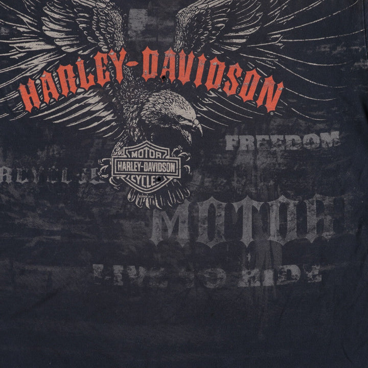 00'S Harley-Davidson Eagle Pattern Large Print Motorcycle Bike T-Shirt Men's XL /eaa478631
