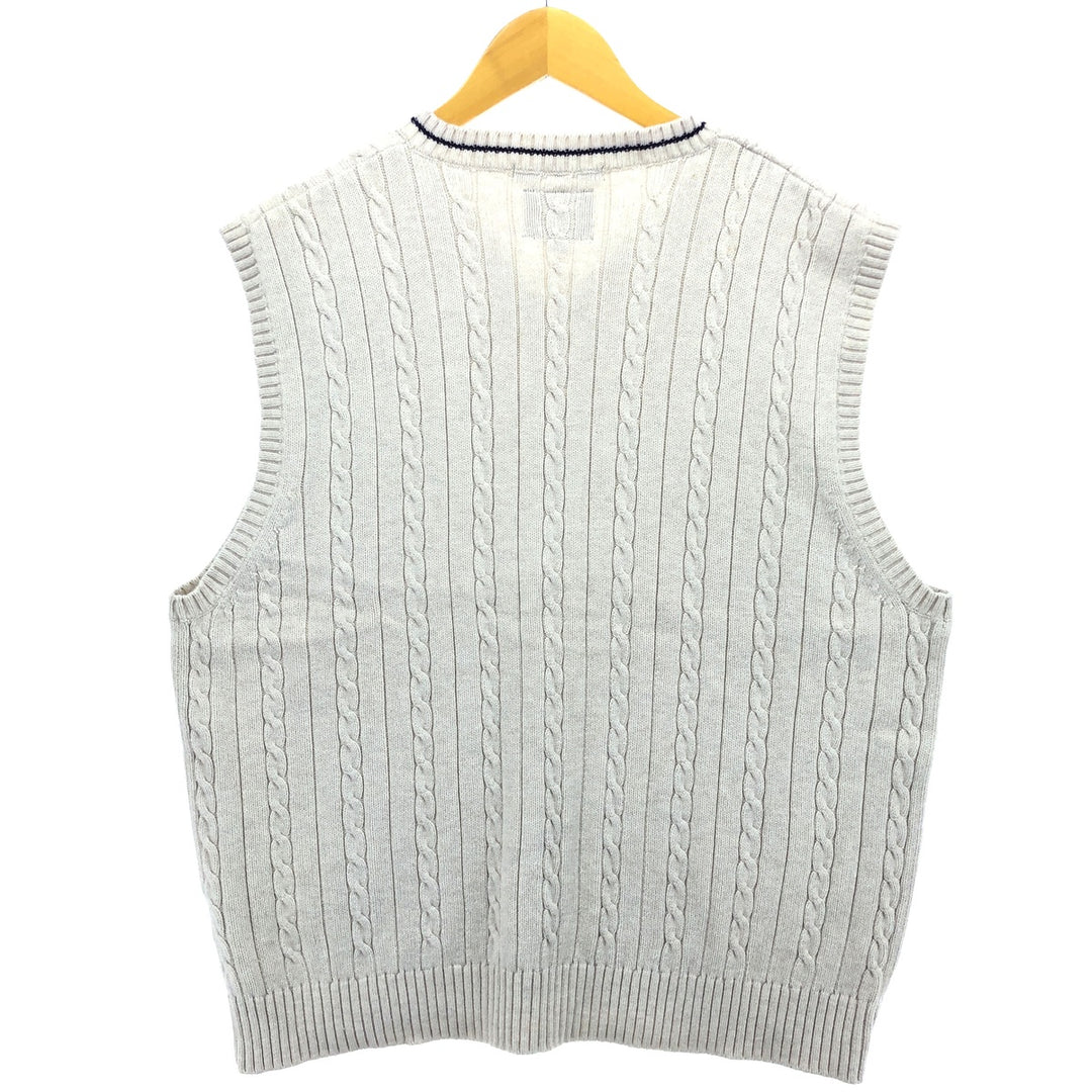 90s~ Tommy Hilfiger TOMMY HILFIGER Cable Knit V-Neck Cotton Knit Vest Men's XL Size Vintage /eaa478633