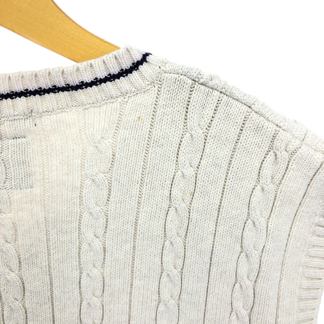 90s~ Tommy Hilfiger TOMMY HILFIGER Cable Knit V-Neck Cotton Knit Vest Men's XL Size Vintage /eaa478633