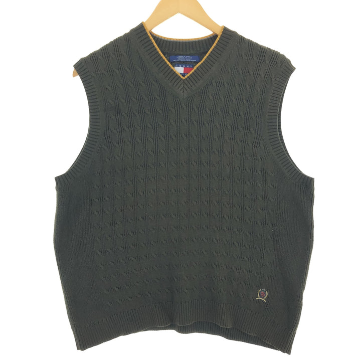 90s~ Tommy Hilfiger TOMMY HILFIGER Cable Knit V-Neck Cotton Knit Vest Men's L Size Vintage / eaa478635