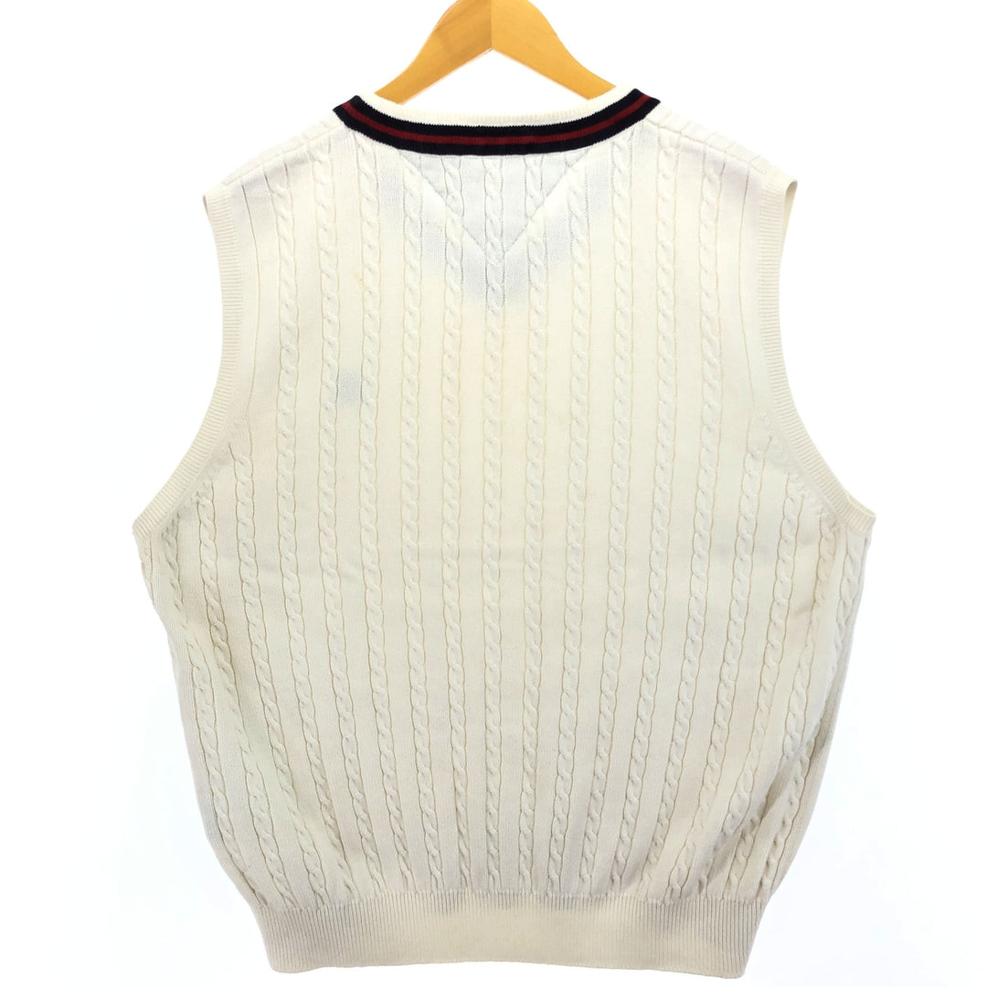 00'S Tommy Hilfiger GOLF Cable Knit V-Neck Cotton Knit Vest Men's Size L / eaa478636