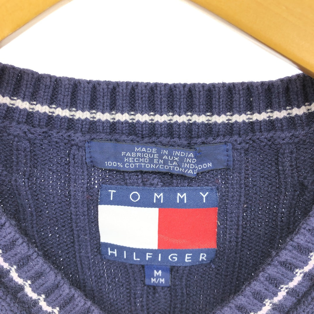 90s~ Tommy Hilfiger TOMMY HILFIGER Cable Knit V-Neck Cotton Knit Vest Men's M Size Vintage / eaa478645