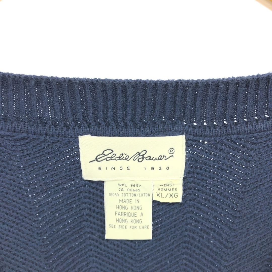 90'S Eddie Bauer Vintage open-front cotton knit vest, men's XL size / eaa478646