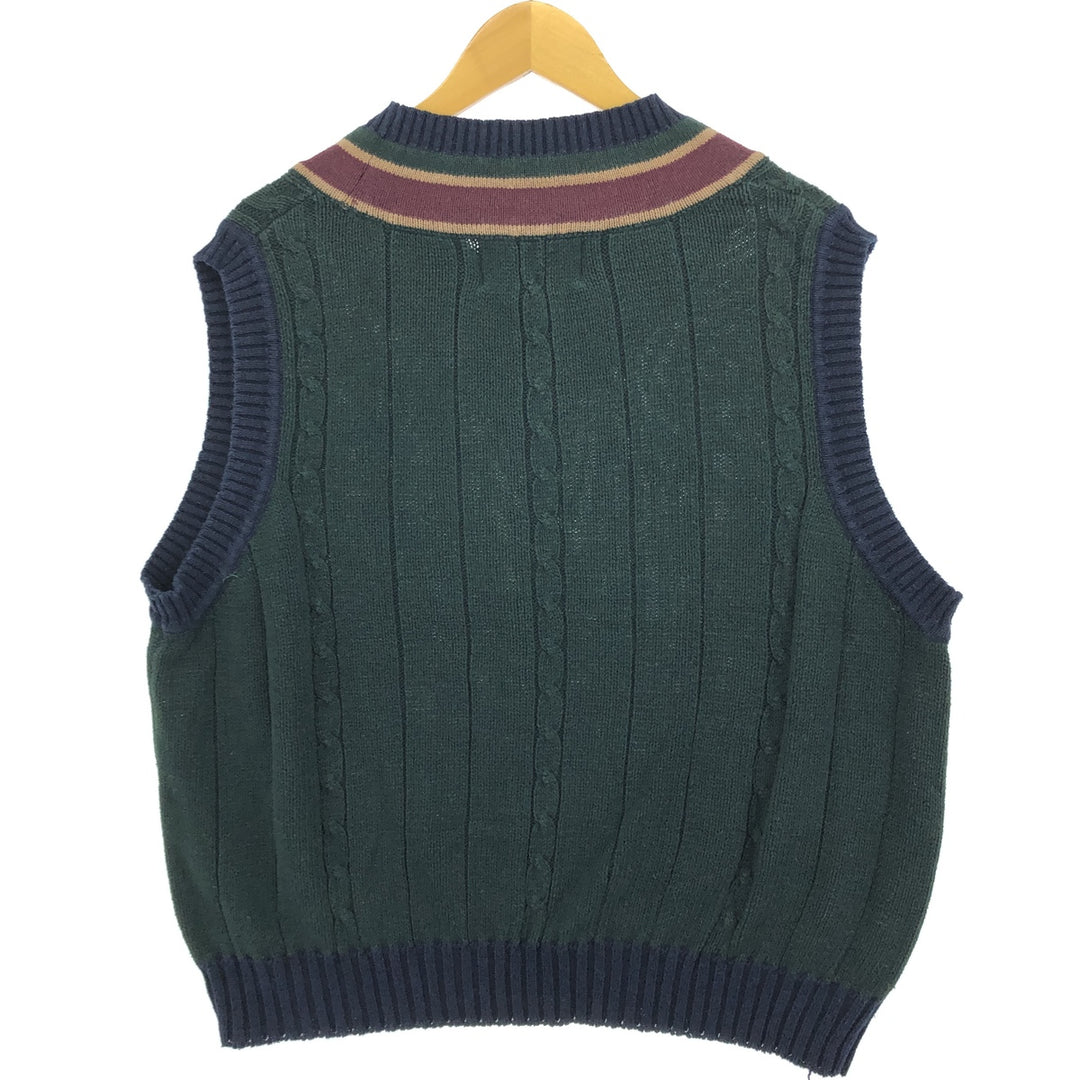 IVY CREW Cable Knit V-Neck Tilden Cotton Knit Vest Men's Size L /eaa478654